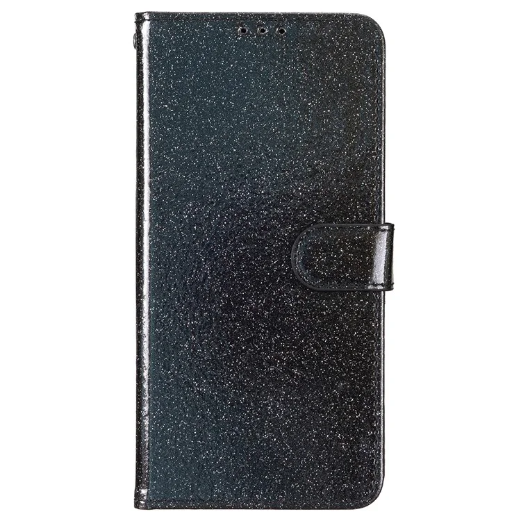Für iPhone 16 Pro Max Case Stand Wallet Glitter Leather Phone Cover - Schwarz