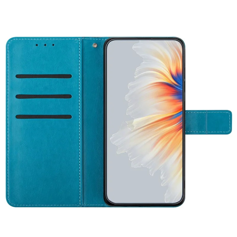 Para o Google Pixel 8a Case PU Leather Mandala Imprinted Phone Cover - Azul