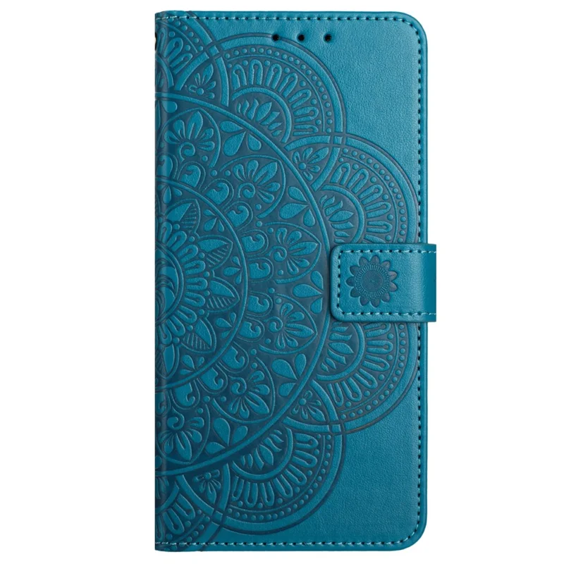 Para o Google Pixel 8a Case PU Leather Mandala Imprinted Phone Cover - Azul
