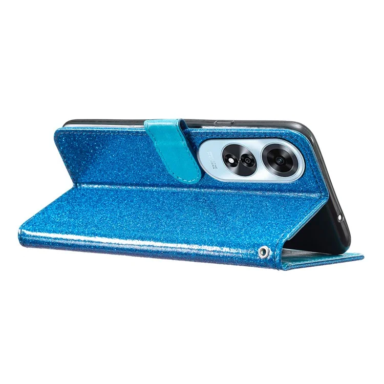For Oppo A60 4G Wallet Case Glitter Leather Anti-Scratch Phone Cover - Blue