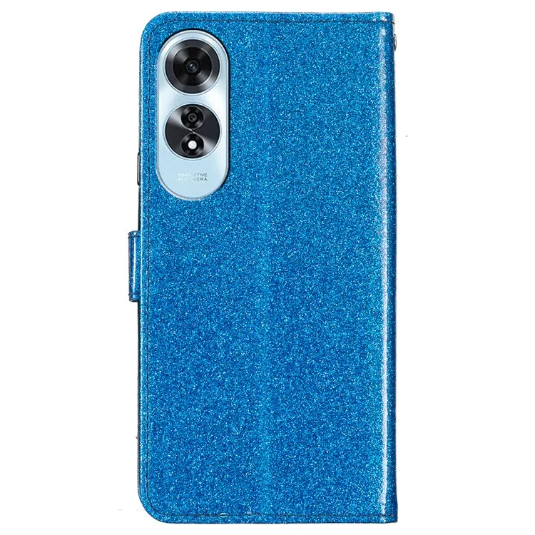 For Oppo A60 4G Wallet Case Glitter Leather Anti-Scratch Phone Cover - Blue