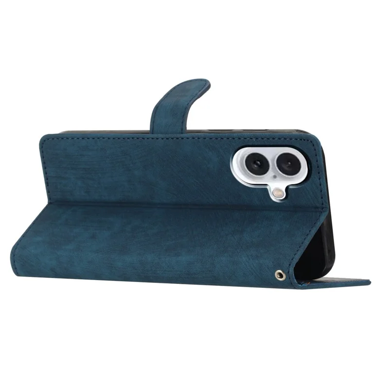 Til iPhone 16 Case Kortholder Stødfast PU Læder Telefonbeskyttelse - Blå