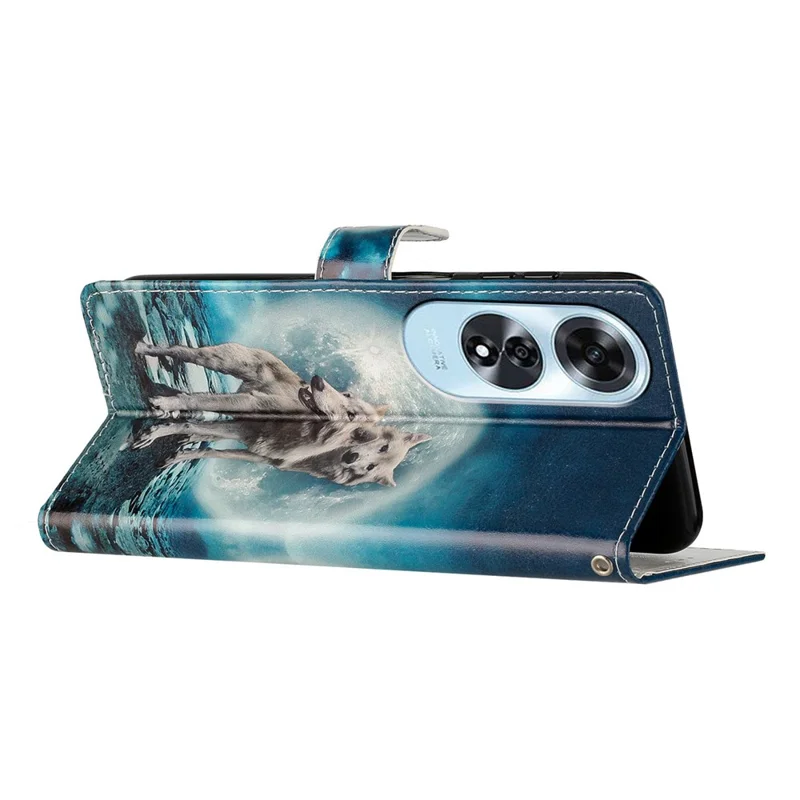 For Oppo A60 4G Wallet Case Pattern Print Flip PU Leather Phone Cover - Two Wolves