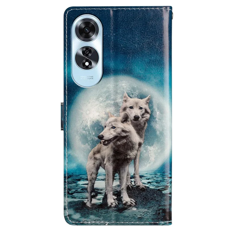 For Oppo A60 4G Wallet Case Pattern Print Flip PU Leather Phone Cover - Two Wolves