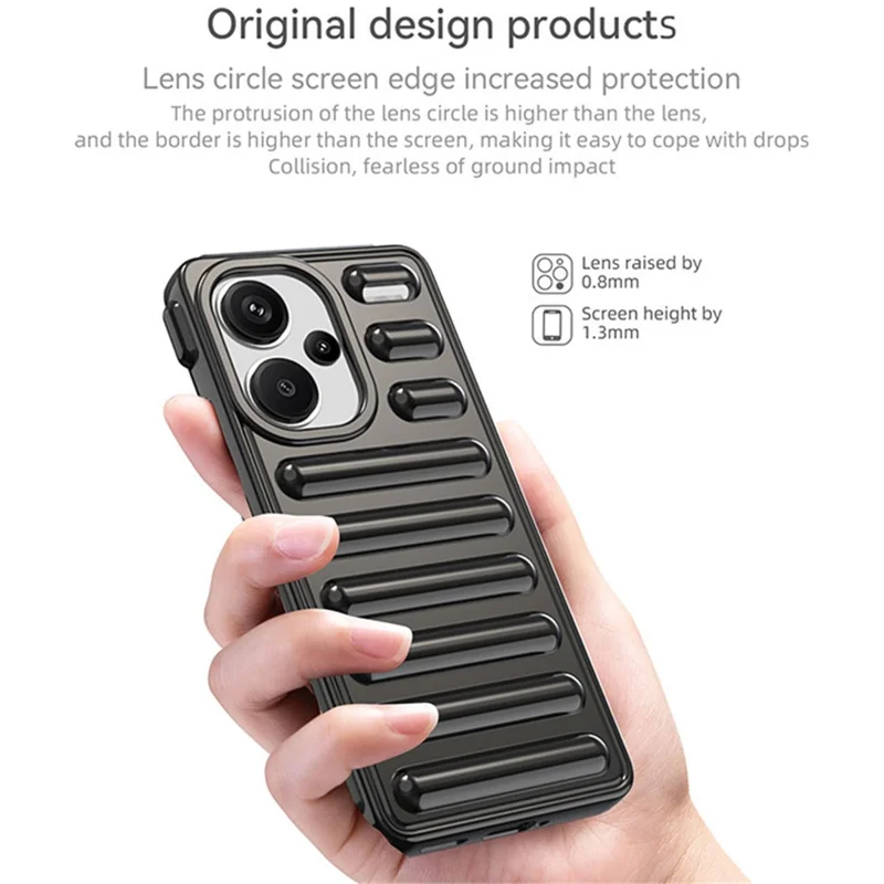 Série de capsules pour étui Xiaomi Redmi Note 13 Pro+ 5G Anti-chute Couverture de téléphone en TPU nervuré - Bleu