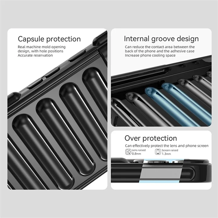 Funda Serie Cápsula para Xiaomi Redmi K70E 5G / Poco X6 Pro 5G, Cubierta de teléfono TPU con Ribetes Antideslizantes - Negro