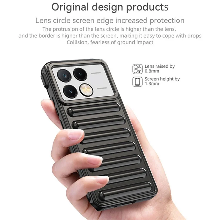 Funda Serie Cápsula para Xiaomi Redmi K70E 5G / Poco X6 Pro 5G, Cubierta de teléfono TPU con Ribetes Antideslizantes - Negro