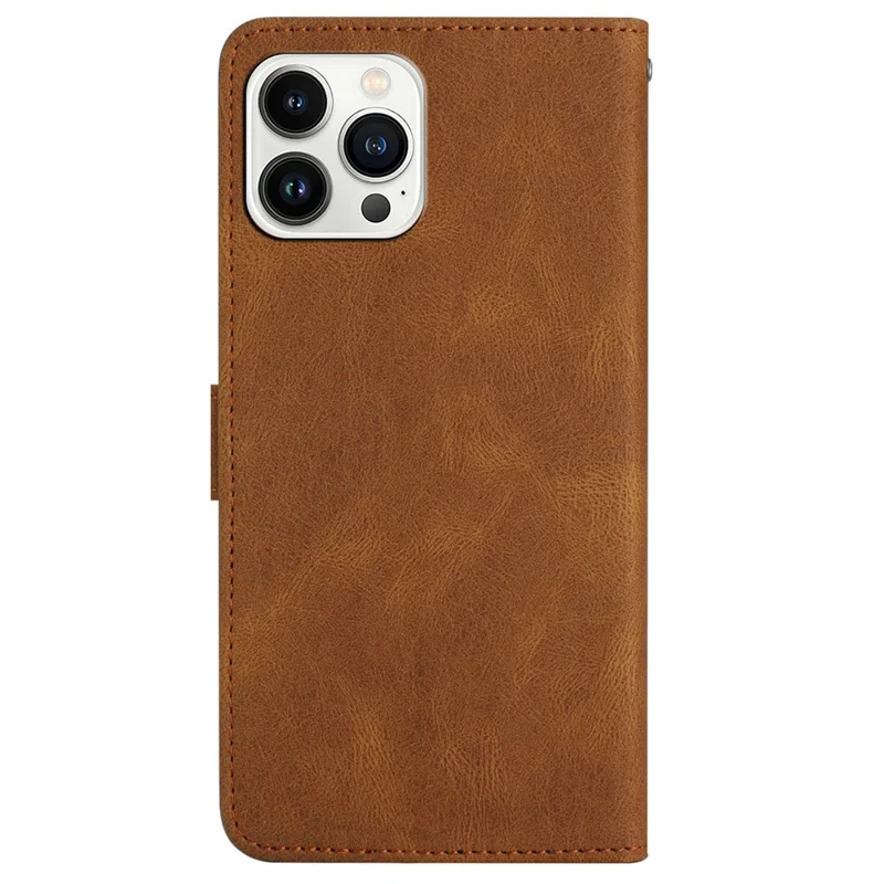 For iPhone 16 Pro Case Crazy Horse Texture PU Leather Wallet Stand Telefoonhoes - Bruin