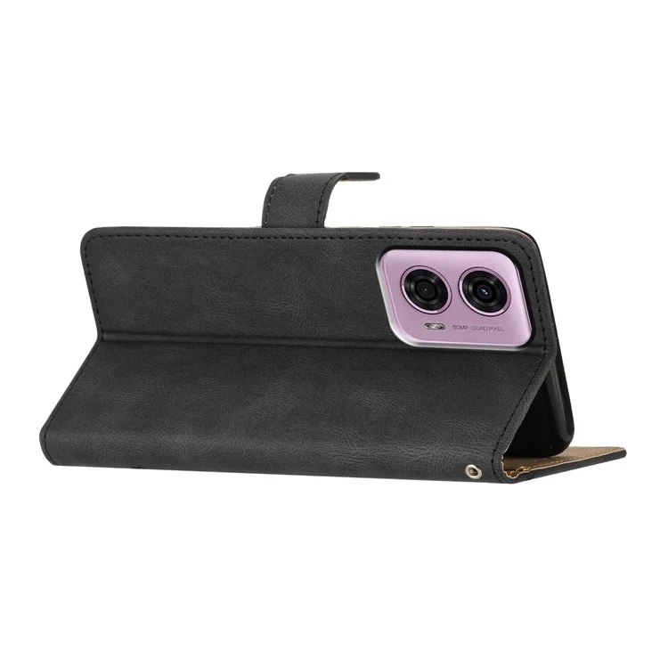 Per Motorola Moto G45 5G / G34 5G Case Wallet Crazy Horse Texture Phone Leather Cover - Nero