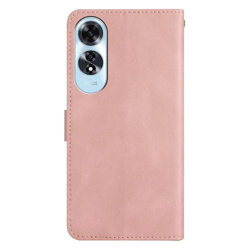 For Oppo A60 4G Case Line Pattern Flip Leather Phone Cover with Card Slots - Rose Gold