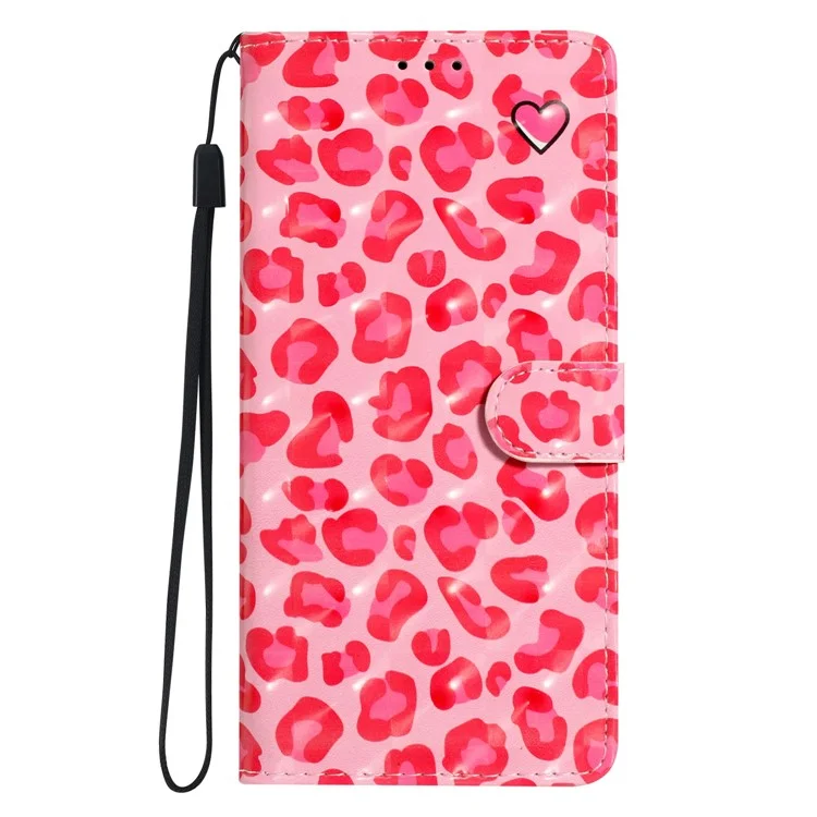Para Motorola Moto G45 5G / G34 5G Case Impressão de Padrão Capa de Telefone de Couro com Carteira e Suporte - Impressão Leopardo Rosa
