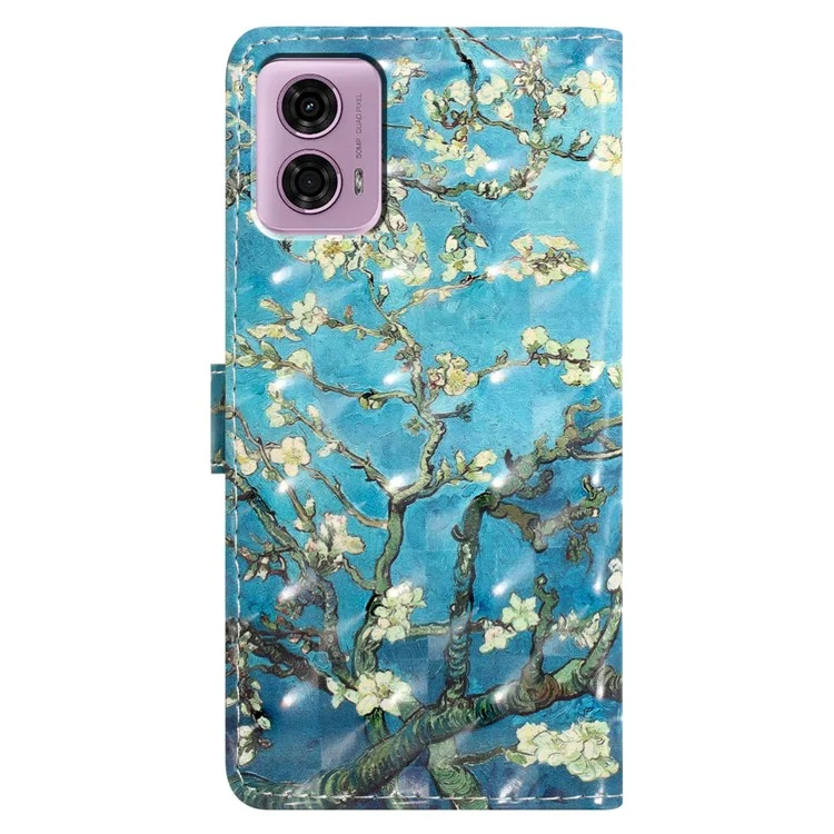 Pour Motorola Moto E14 4G / G04 4G / G04s 4G / G24 4G Coque 3D Motif Antichoc Portefeuille en Cuir - Fleur d'Abricotier