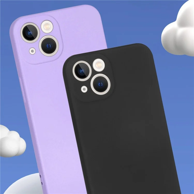 Rubberized Phone Cover For iPhone 13 6.1 inch, Anti-wear 2.2mm Thickness Soft TPU Protective Phone Case with Fiber Lining - Black