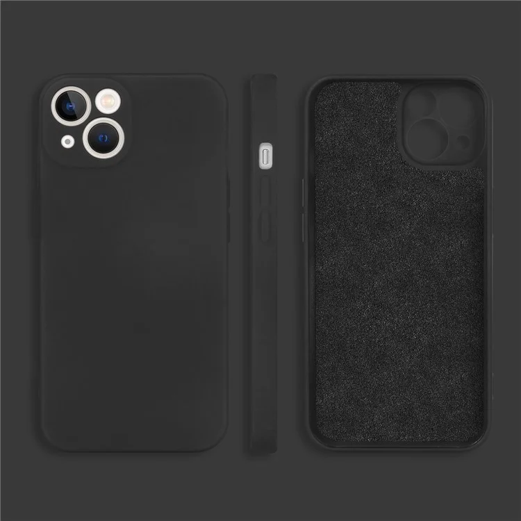 Rubberized Phone Cover For iPhone 13 6.1 inch, Anti-wear 2.2mm Thickness Soft TPU Protective Phone Case with Fiber Lining - Black
