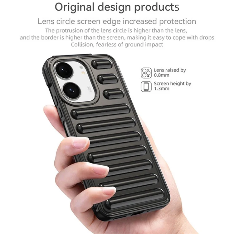 Capsule Series for Xiaomi Redmi 13C 4G / 5G / 13R 5G / Poco M6 5G / Poco C65 4G TPU Case Ribbed Back Phone Cover - Black