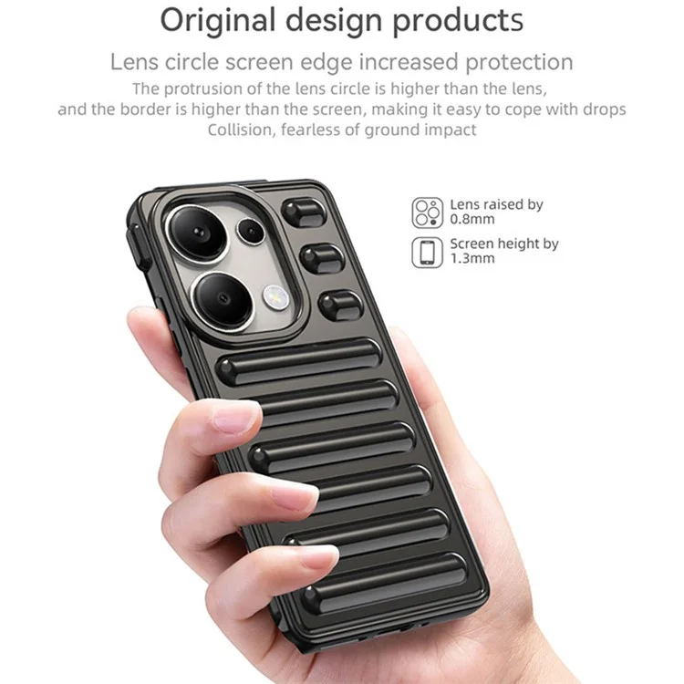 Капсульная серия для Xiaomi Redmi Note 13 Pro 4G / Poco M6 Pro 4G Чехол TPU с рубчиками, защищающий от ударов - Черный