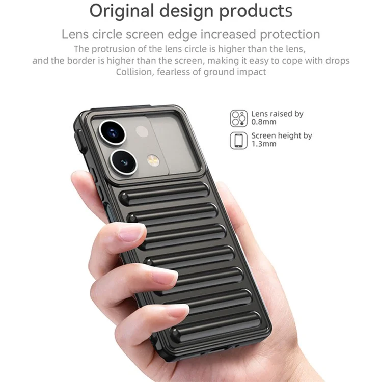 Série de capsules pour étui Xiaomi Redmi Note 13 5G Anti-rayures Flexible TPU Ribbed Phone Cover - Noir