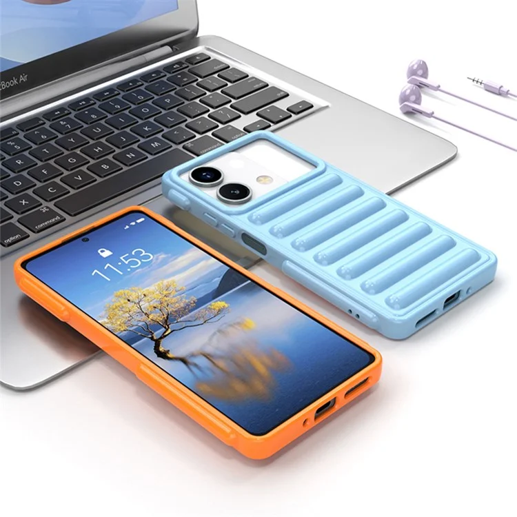 Série de capsules pour étui Xiaomi Redmi Note 13 5G Anti-rayures Flexible TPU Ribbed Phone Cover - Noir