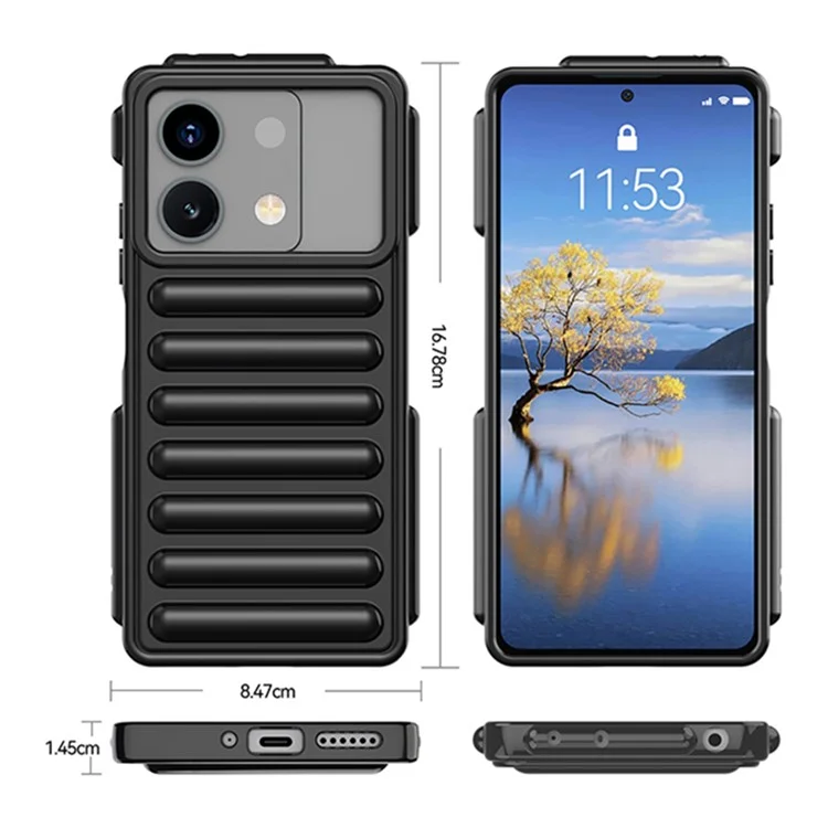 Série de capsules pour étui Xiaomi Redmi Note 13 5G Anti-rayures Flexible TPU Ribbed Phone Cover - Noir