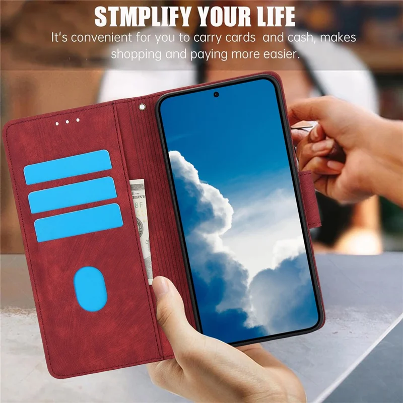 SY-001 For Samsung Galaxy S24 Case Butterfly Flower Leather Cover with Magnetic Clasp - Red