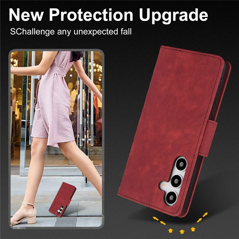 SY-001 For Samsung Galaxy S24 Case Butterfly Flower Leather Cover with Magnetic Clasp - Red