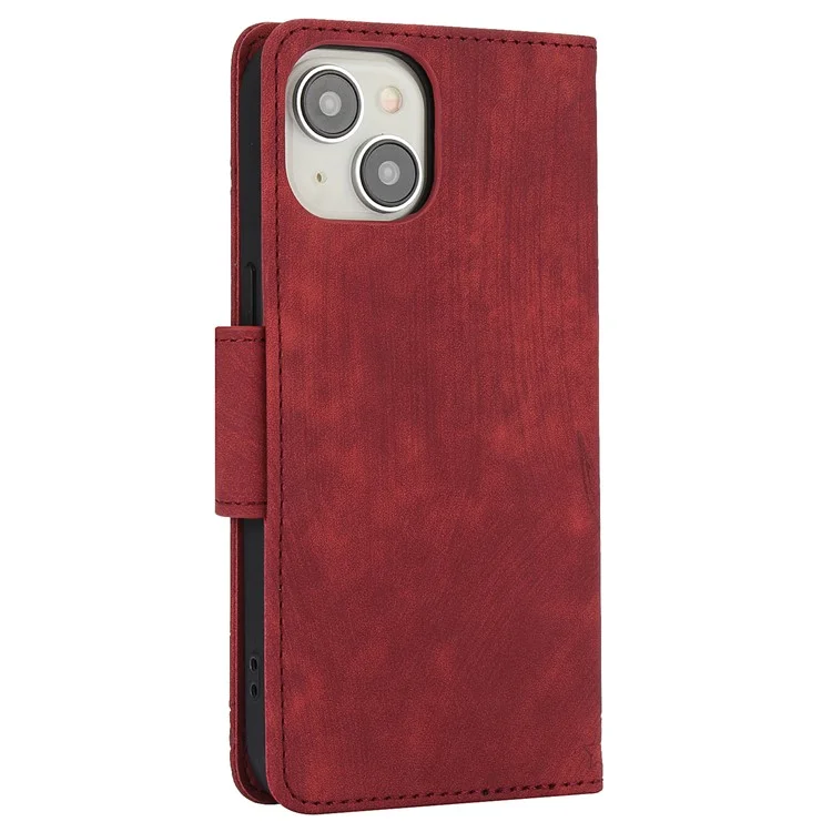 Funda tipo cartera para iPhone 15 SY-001 a prueba de golpes, de cuero - Rojo