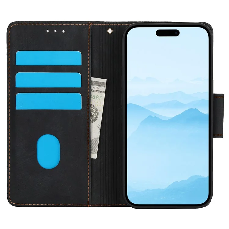 SY-001 For iPhone 15 Plus / 14 Plus Case Folding Stand Butterfly Flower Leather Phone Cover Handbag - Black