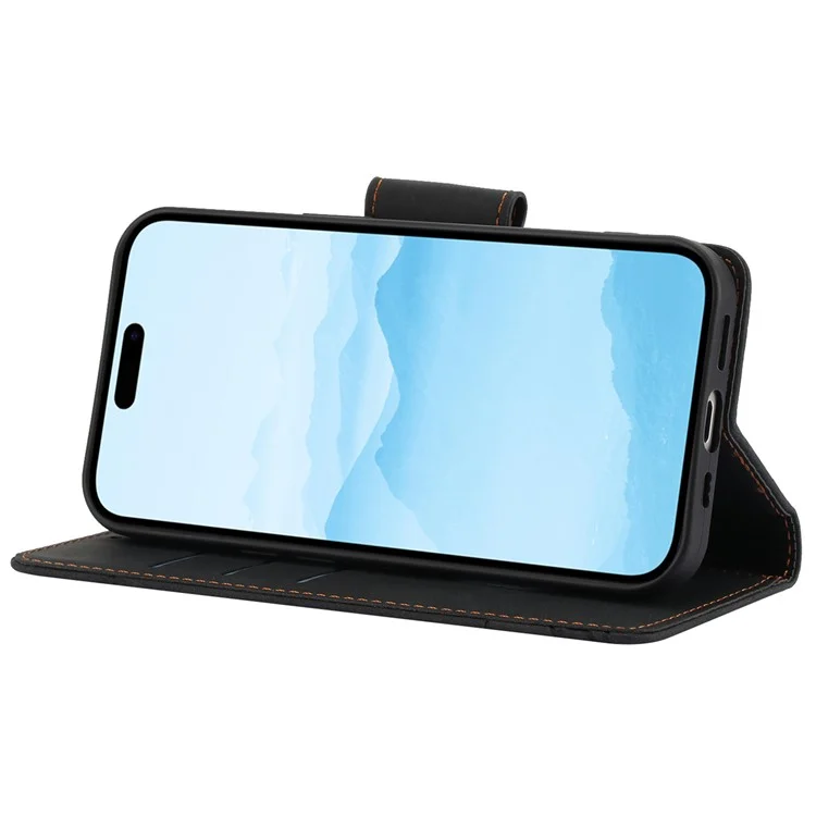 SY-001 For iPhone 15 Plus / 14 Plus Case Folding Stand Butterfly Flower Leather Phone Cover Handbag - Black