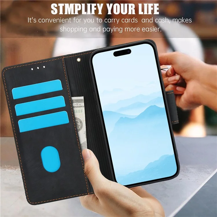 SY-001 For iPhone 15 Plus / 14 Plus Case Folding Stand Butterfly Flower Leather Phone Cover Handbag - Black