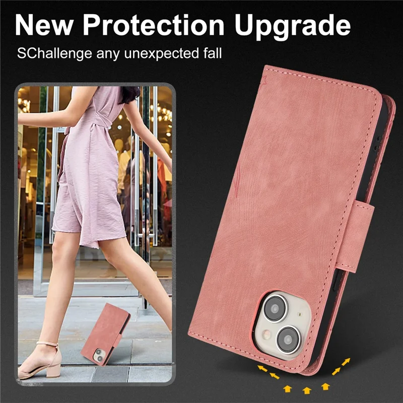 SY-001 For iPhone 15 Plus / 14 Plus Case Folding Stand Butterfly Flower Leather Phone Cover Handbag - Pink