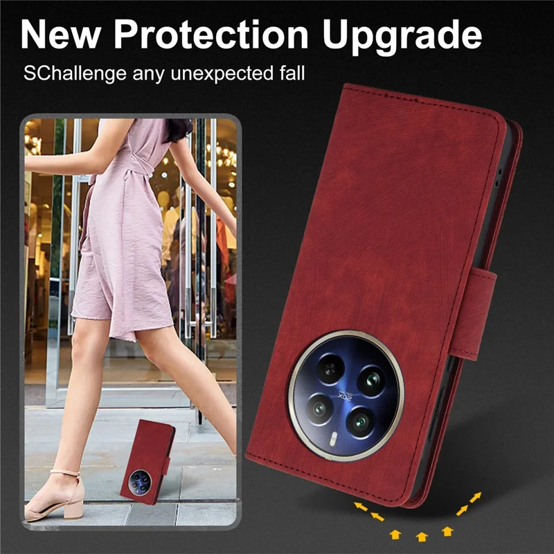 SY-001 For Realme 12 Pro 5G / 12 Pro+ 5G Case with Wrist Strap Butterfly Flower Leather Phone Cover Folio Wallet - Red