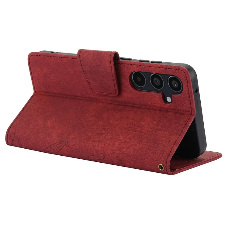 SY-001 Per Custodia Samsung Galaxy A35 5G Caso Farfalla Fiore Portafoglio Flip Pelle - Rosso