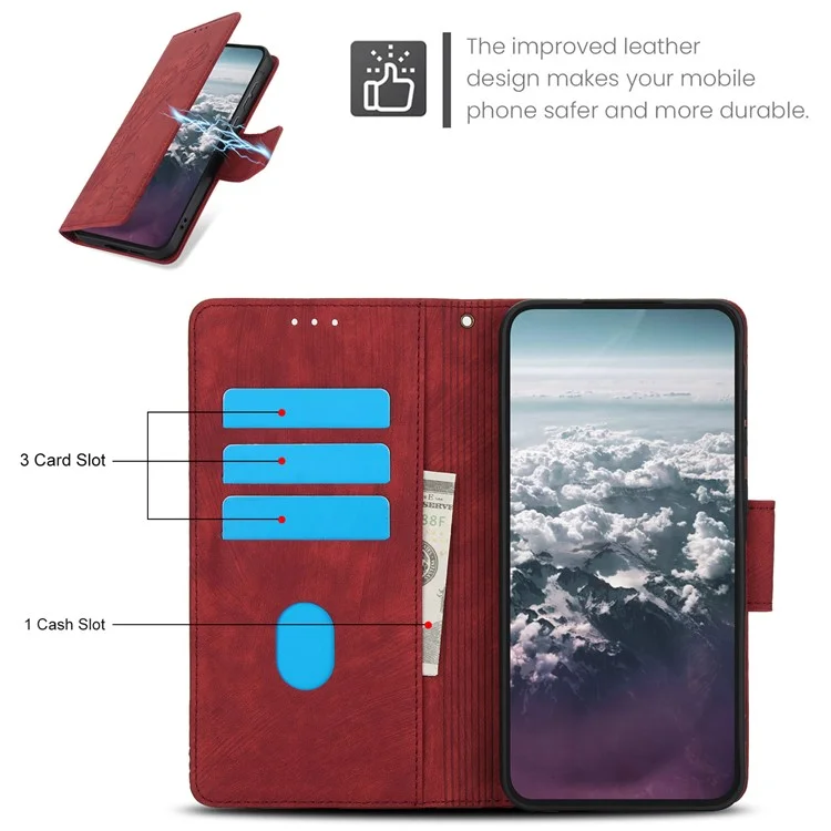 SY-001 Per Custodia Samsung Galaxy A35 5G Caso Farfalla Fiore Portafoglio Flip Pelle - Rosso