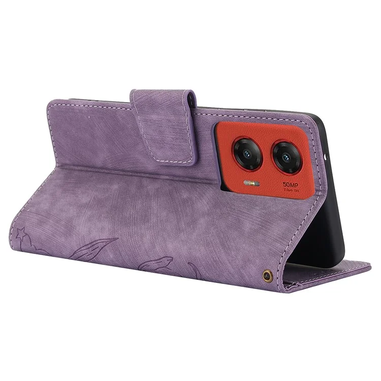 SY-001 Für Motorola Moto G Stylus 5G (2024) Hülle Leder Handyhülle Schmetterling Blumen Muster - Lila