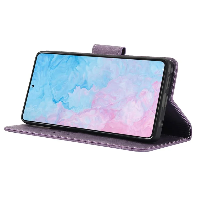 SY-001 Für Motorola Moto G Stylus 5G (2024) Hülle Leder Handyhülle Schmetterling Blumen Muster - Lila