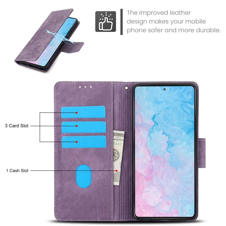 SY-001 Für Motorola Moto G Stylus 5G (2024) Hülle Leder Handyhülle Schmetterling Blumen Muster - Lila