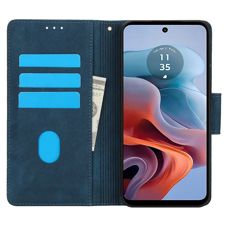SY-001 Für Motorola Moto G 5G (2024) / G Play 5G (2024) Handyhülle Musterprägung Anti-Drop Lederabdeckung - Blau