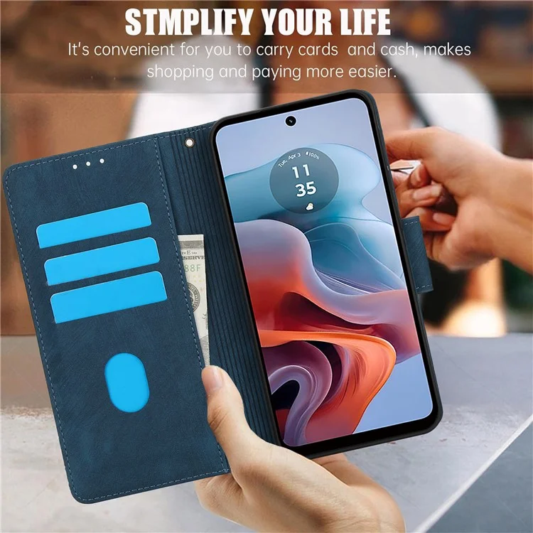 SY-001 Für Motorola Moto G 5G (2024) / G Play 5G (2024) Handyhülle Musterprägung Anti-Drop Lederabdeckung - Blau