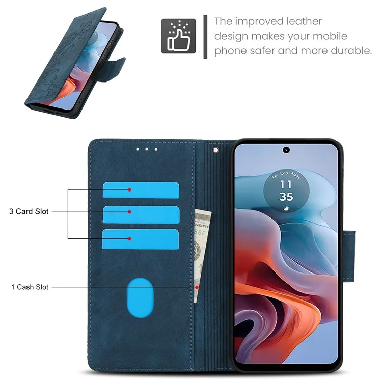 SY-001 Für Motorola Moto G 5G (2024) / G Play 5G (2024) Handyhülle Musterprägung Anti-Drop Lederabdeckung - Blau