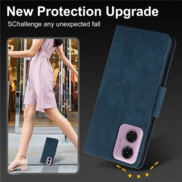SY-001 Für Motorola Moto G 5G (2024) / G Play 5G (2024) Handyhülle Musterprägung Anti-Drop Lederabdeckung - Blau