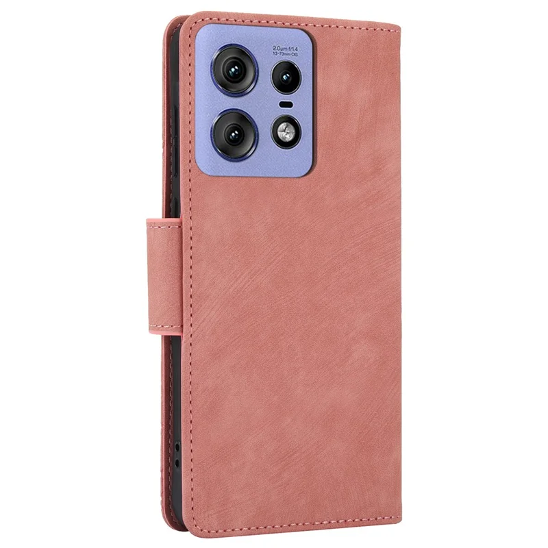 SY-001 For Motorola Edge 50 Pro 5G Leather Case Wrist Strap Butterfly Flower Phone Cover - Pink