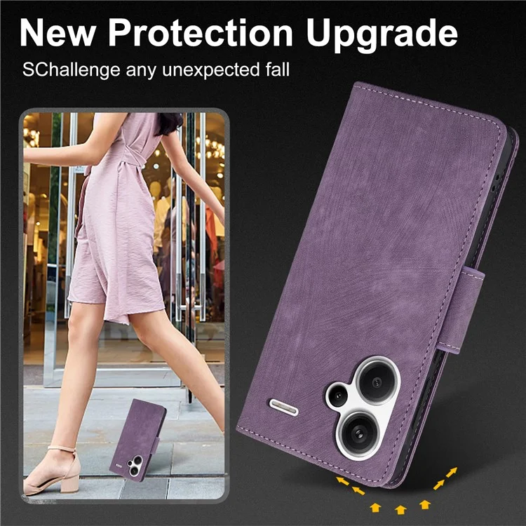 SY-001 Per Xiaomi Redmi Note 13 Pro+ 5G Custodia per telefono Impronta a motivo Antigraffio Flip Cover in pelle - Viola
