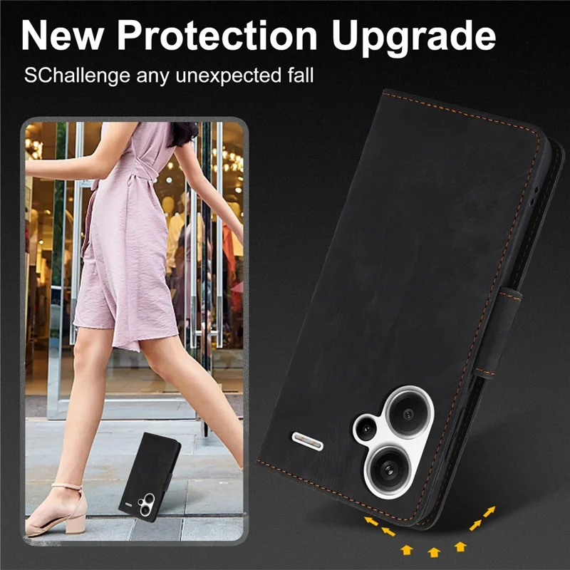 SY-001 Per Xiaomi Redmi Note 13 Pro+ 5G Custodia per cellulare Motivo Impresso Antigraffio Flip in Pelle - Nero