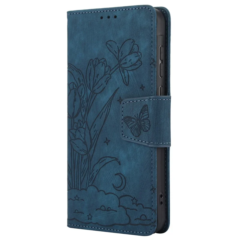 SY-001 For Xiaomi Redmi Note 13 Pro+ 5G Phone Case Pattern Imprint Anti-Scratch Leather Flip Cover - Blue