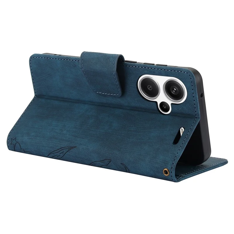 SY-001 For Xiaomi Redmi Note 13 Pro+ 5G Phone Case Pattern Imprint Anti-Scratch Leather Flip Cover - Blue