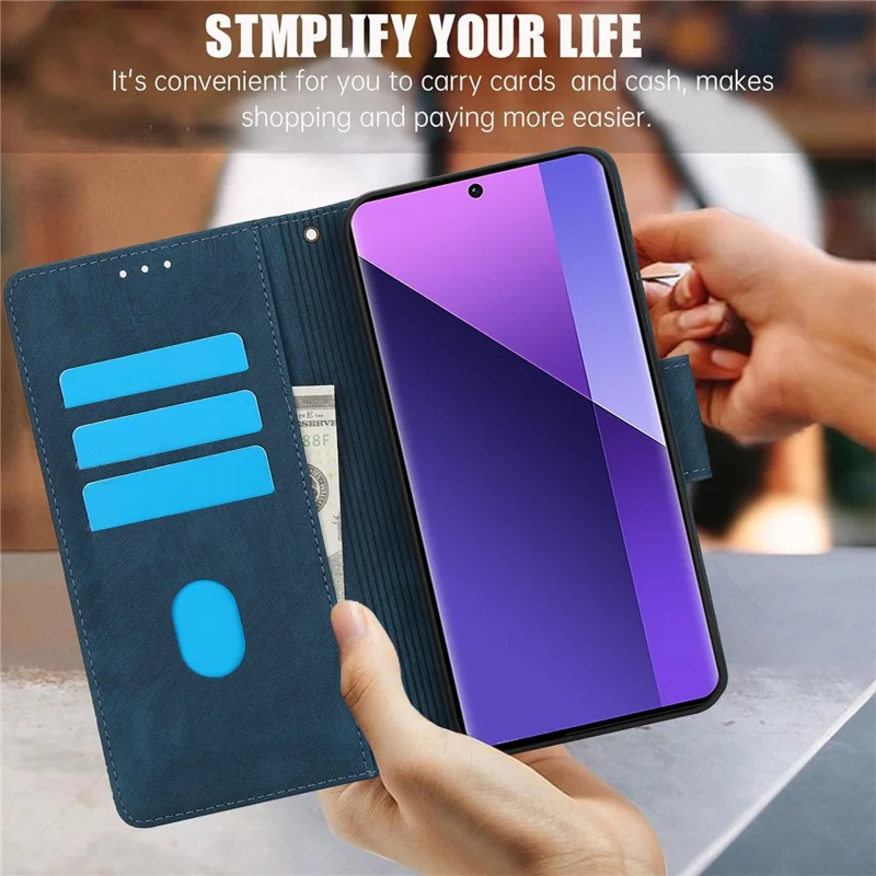 SY-001 For Xiaomi Redmi Note 13 Pro+ 5G Phone Case Pattern Imprint Anti-Scratch Leather Flip Cover - Blue