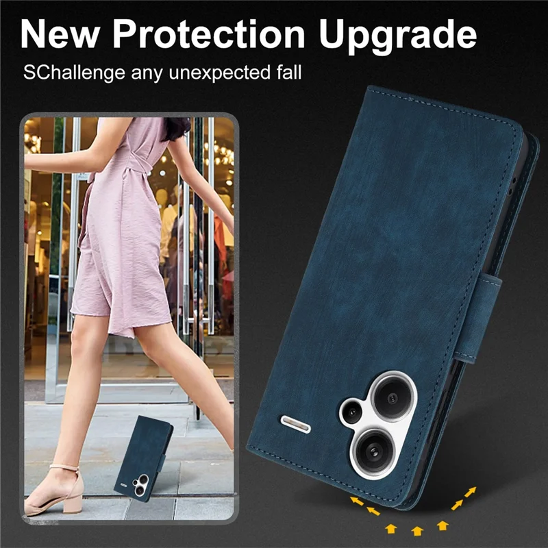 SY-001 For Xiaomi Redmi Note 13 Pro+ 5G Phone Case Pattern Imprint Anti-Scratch Leather Flip Cover - Blue