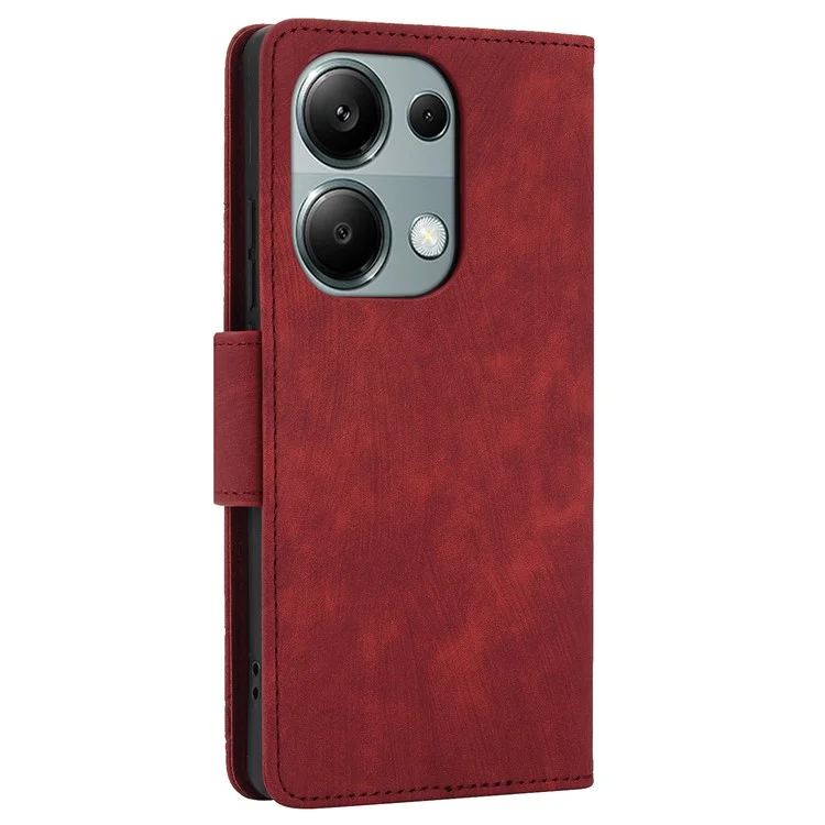 SY-001 For Xiaomi Redmi Note 13 4G Case with Card Holders Flower Butterfly Leather Phone Cover - Red
