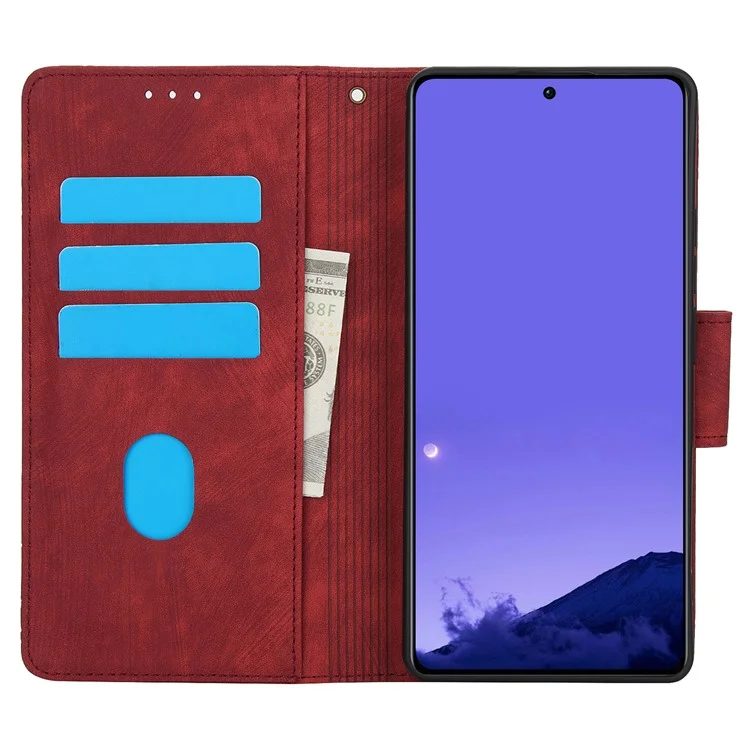 SY-001 For Xiaomi Redmi Note 13 4G Case with Card Holders Flower Butterfly Leather Phone Cover - Red