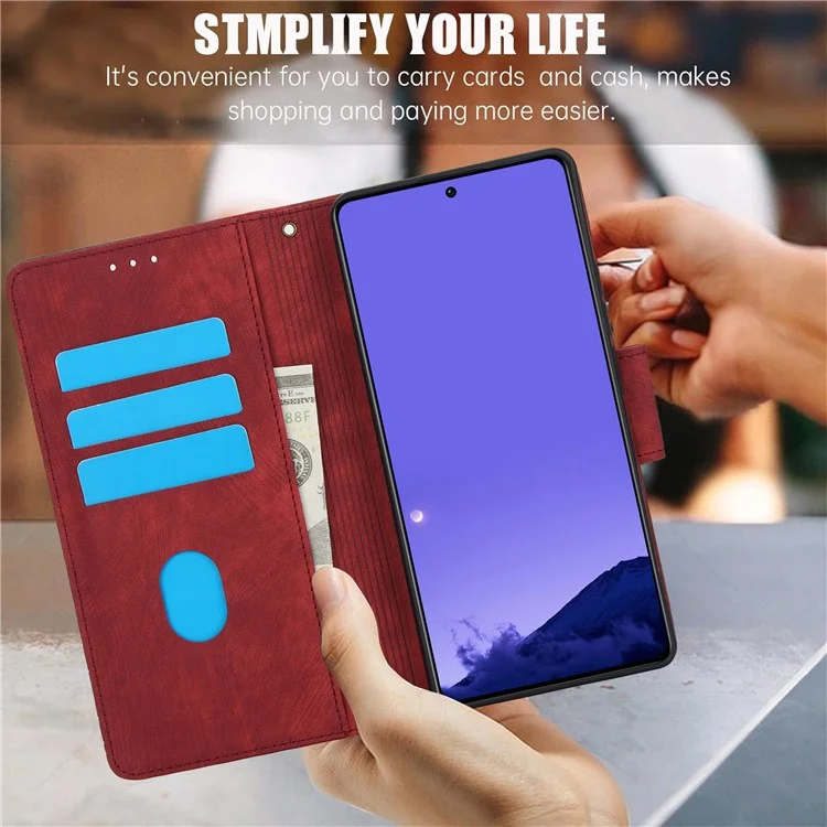 SY-001 For Xiaomi Redmi Note 13 4G Case with Card Holders Flower Butterfly Leather Phone Cover - Red